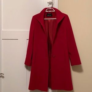 Ladies Long Wool Red Coat